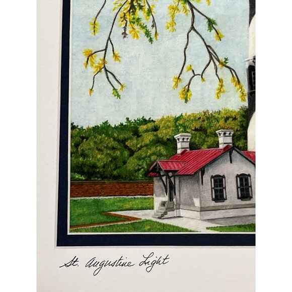 Lynn Newell Signed Print – *St. Augustine Light* Lighthouse Pencil Art - Picture 2 of 5